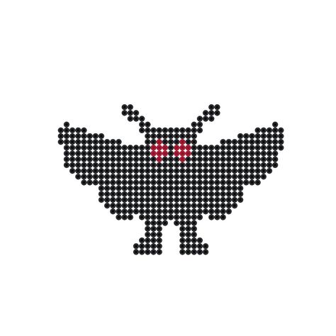 Shadow Mothman Perler Bead Pattern Fun Perler Bead Patterns, Mothman Pixel Art, Witchy Perler Beads, Gothic Perler Bead Patterns, Moth Man Pixel Art, Spooky Perler Beads, Moth Man Perler Bead, Mothman Perler Bead Patterns, Mothman Crochet Pattern