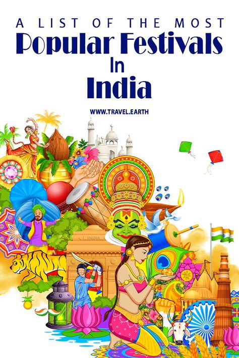 Hopefully, this list will inspire you to book your next trip during these festivals in India, so that you can experience the celebrations for yourself. Festivals Of India Drawing, General Knowledge Project Cover Page, India And Rich Heritage Drawing, Poster On Festival Of India, National Festivals Of India Chart, Visit India Posters, Festival List, Poem Recitation, Indian Invitation