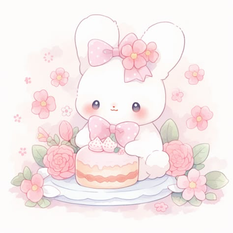 #cute #kawaii #animals #bunny Kawaii Bunny Aesthetic, Pink Rabbit Aesthetic, Cute Bunny Drawing Kawaii, Kawaii Bunny Drawing, Cute Kawaii Pictures, Cute Bunny Painting, Bunny Icon, Chibi Bunny, Kawaii Easter