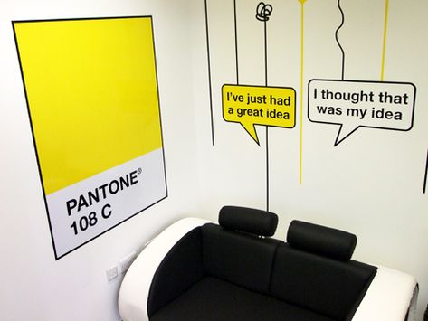 sally - pantone humour Marketing Office Ideas, Advertising Agency Office Interior, Advertising Agency Office Design, Marketing Office Design, Office Interior Design Creative Wall, Creative Agency Office, Advertising Agency Office, Office Wall Graphics, Office Graphics