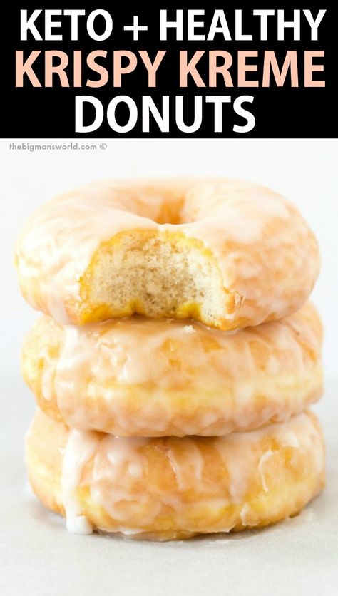 Krispy Kreme Donuts Recipe, Sugar Free Glaze, Sugar Free Donuts, Low Carb Donut, Keto Donuts, Krispy Kreme Donuts, Glazed Donuts, Breakfast Low Carb, Postre Keto