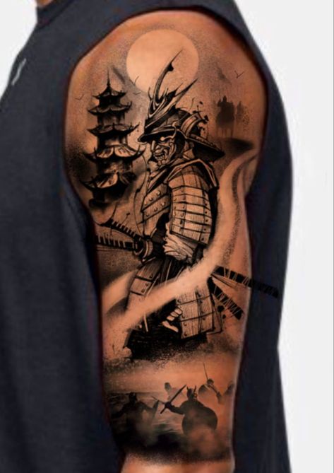 Half Sleeve Samurai Tattoo For Men, Men’s Samurai Tattoo, Traditional Japanese Samurai Tattoo Sleeve, Japanese Worrier Tattoo Design, Samari Tattoos Men, Samurai Bicep Tattoo, Samurai Tattoo Design Warriors, Japanese Warrior Tattoo Sleeve, Samauri Tattoos