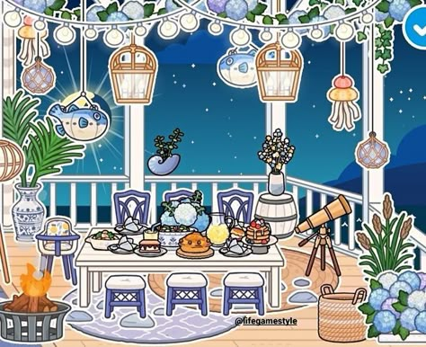 Toca Boca Coastal Villa Balcony, Toca Boca Villa House Ideas, Toca Boca Balcony Ideas, Toca Boca House Ideas Coastal Villa, Costal Villa Toca Boca, Toca Boca Coastal Villa, Toca Boca Coastal House, Toca Boca New House Ideas, Toca Boca Beach House Ideas