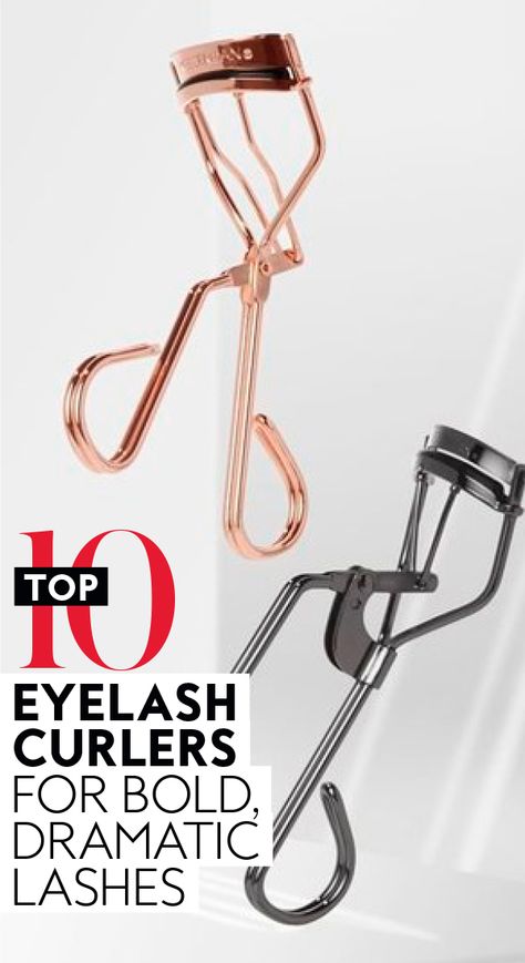 Top 10 Eyelash Curlers For Bold, Dramatic Lashes | Looking for the best eyelash curlers for dramatic lashes with length? Widen your eyes with one of these top eyelash curlers. You'll find options catering to different eye shapes and sensitivities, designed with a comfortable fit and ease of use. Take your lashes the next level without eyelash extensions when you chose one of our top picks for eyelash curlers.#skincare #beauty #makeup Best Drugstore Eyelash Curler, Eye Lash Curler Aesthetic, Best Eye Lash Curlers, Best Eyelash Curler For Short Lashes, Best Lash Curler, Best Drugstore Eyelashes, Best Drugstore Lashes, Curlers Tutorial, Eye Curler