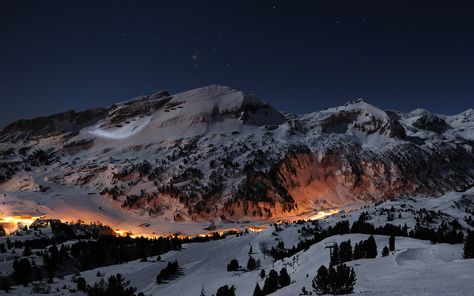 Park City, Utah (night view) 1366x768 Wallpaper Hd, Wallpaper Sky, Winter Mountain, Snowy Mountain, Mountain Wallpaper, Winter Wallpaper, Snow Mountain, Snowy Mountains, The Night Sky