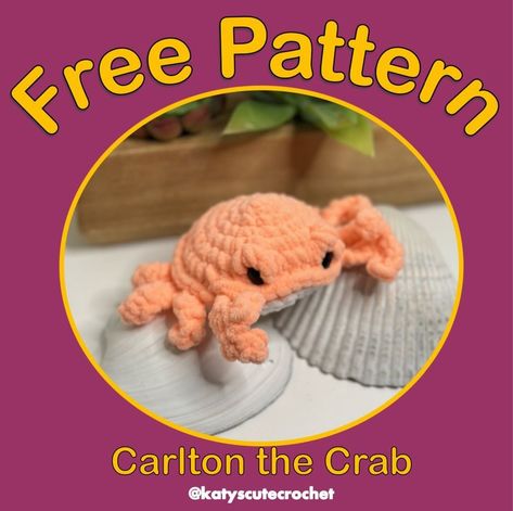 Katy’s Cute Crochet Co | 🦀🦀FREE PATTERN 🦀🦀 Meet Carlton the Crab! This no sew, less than 30min make will be a great addition to your markets! Thank you to my… | Instagram Free Crochet Crab Pattern, Crochet Plushies Pattern Free No Sew, Crab Crochet Pattern Free, Crochet Crab Pattern Free, Loomigurumi Patterns, Crab Crochet, Christmas Plushies, Crochet Crab, Crochet Stuffies