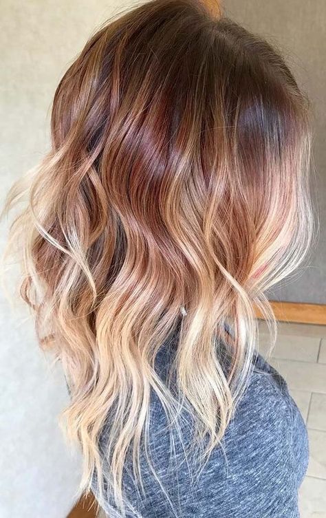 Auburn Ombre Hair, Grey Balayage, Auburn Balayage, Strawberry Blonde Hair Color, Fall Hair Color Trends, Blond Balayage, Ombre Hair Blonde, Balayage Blonde, Caramel Highlights