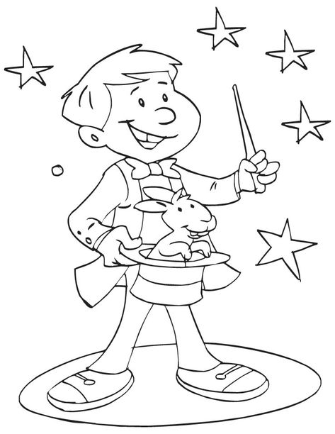 Magic Coloring Pages - Best Coloring Pages For Kids Magic Coloring Pages, Thema Circus, Magic Theme, Frog Coloring Pages, Magic Crafts, Magical Book, Magic Show, Fairy Coloring, Camping Crafts