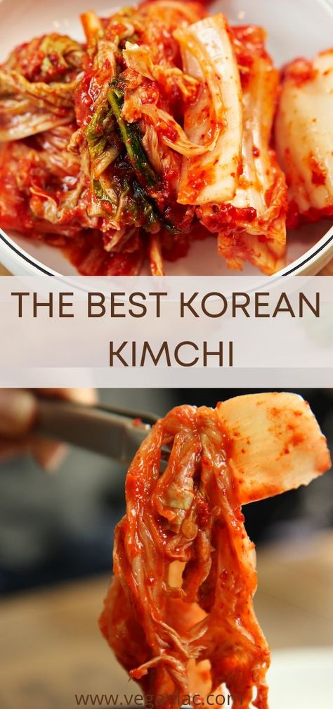 Baechu Kimchi, Korean Kimchi Recipe, Vegan Kimchi Recipe, Korean Food Kimchi, Cabbage Kimchi, Homemade Chicken And Dumplings, Korean Kimchi, Korean Side Dishes, Fermented Cabbage