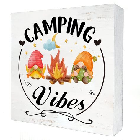 Camping Quote Camping Vibes Wood Box Sign Home Decor Rustic Camper Camping Gnomes Wooden Box Sign Block Plaque for Wall Desk Decoration (As an Amazon Associate I earn from qualifying purchases) Camping Gnomes, Camping Signs Diy, Rustic Camper, Camping Vibes, Camping Quotes, Camper Camping, Camping Signs, Home Decor Rustic, Camping Decor