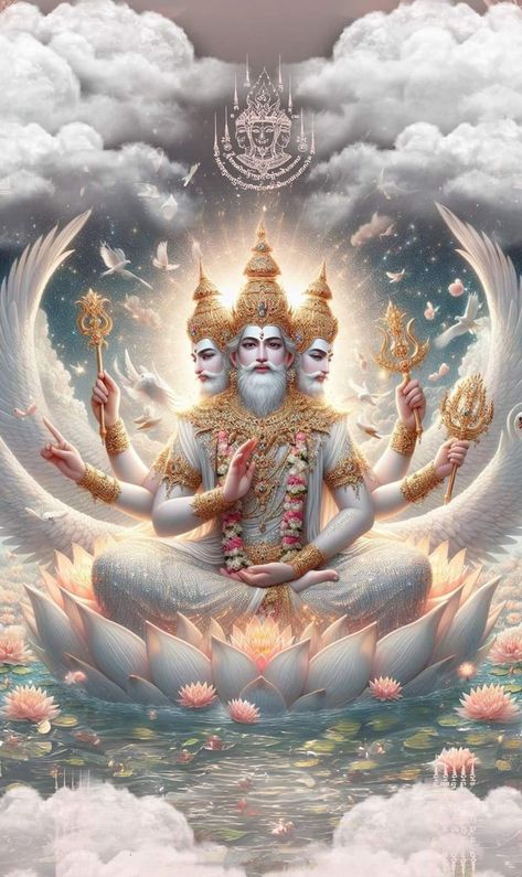 Brahma Dev, God Brahma, Lord Brahma, Buddhist Art Drawing, Saraswati Goddess, Ancient Paintings, Beautiful Art Paintings, Lord Vishnu Wallpapers, Hinduism Art