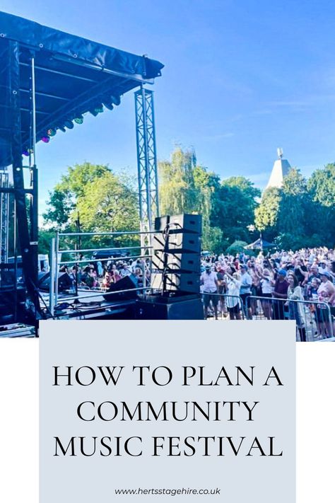 A side view of a stage in the summer with a band playing and a large audience watching. Planning A Concert Event, Small Town Festival Ideas, Festival Planning, Festival Games, Outdoor Music, Summer Music Festivals, Fall Music, Summer Music, Local Music