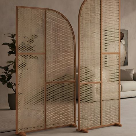 Translucent Brown Rattan Single Panel Room Divider with Scandinavian Wooden Frame - Ash Dividing Screen, Rattan Panel, Wood Room Divider, Hanging Room Dividers, Folding Room Dividers, Panel Room Divider, Translucent Glass, Room Dividers, Scandinavian Style