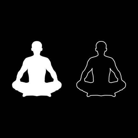 Man in pose lotus Yoga pose Meditation position silhouette Asana icon set white color illustration flat style simple image Meditation Icon, Meditation Silhouette, Lotus Pose Yoga, Person Silhouette, Meditation Poses, Lotus Yoga, Lotus Pose, Illustration Flat, Color Illustration