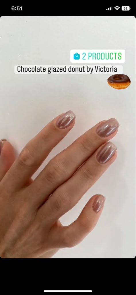 Light Tan Chrome Nails, Dark Brown Glazed Donut Nails, Brown Chrome Nails Short Square, Light Chocolate Glazed Donut Nails, Light Brown Glazed Nails, Dip Overlay Nails, Chocolate Glazed Donut Nails Short, Chocolate Glaze Nails, Chocolate Donut Glaze Nails