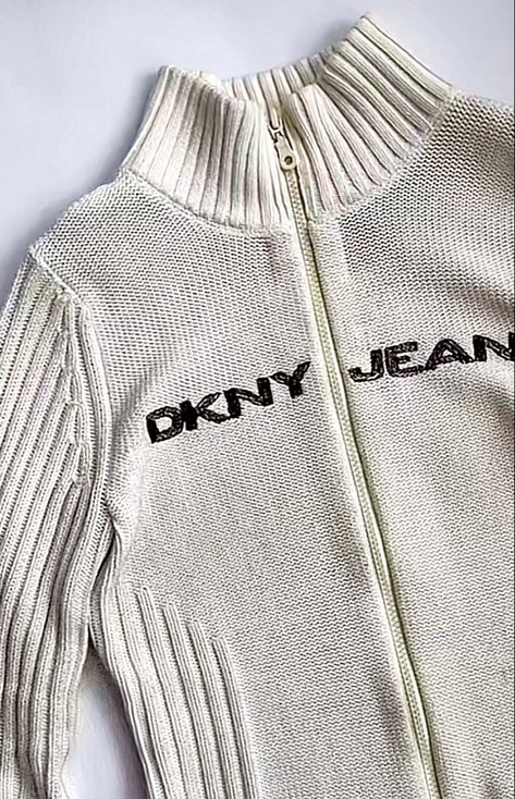 DKNY Jeans Ribbed Pull Over Dkny Aesthetic, Cool Jumpers, Winter 2024 Fashion, Ribbed Jacket, Jumper Outfit, Downtown Outfits, Y2k Sweater, Dkny Jeans, Fall Winter 2024