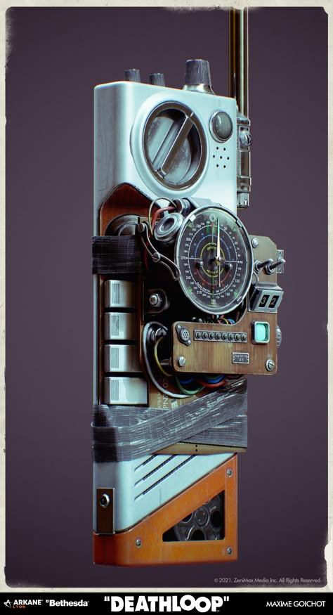 ArtStation - "DEATHLOOP" - Hackamajig, Maxime Goichot Narrative Design, Security Shutters, Cassette Futurism, 3d Cinema, Sci Fi Props, Sci Fi Tech, Retro Gadgets, Pi Projects, Tech Art