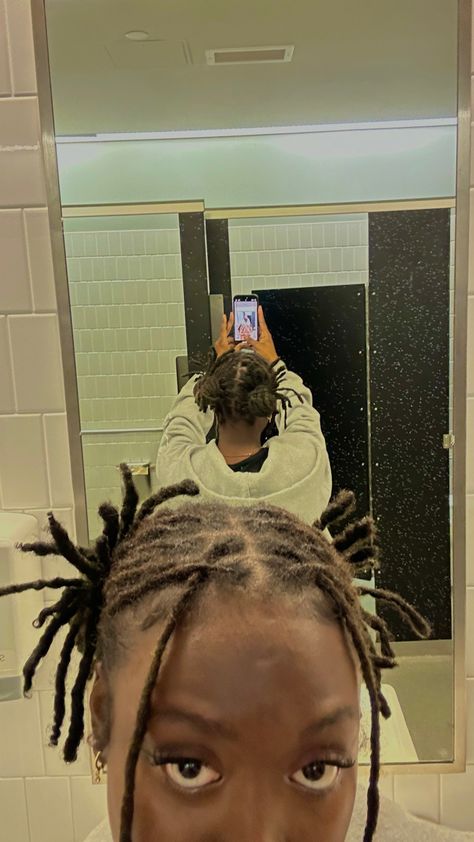 Two Loc Buns, Loc Space Bun Styles, Loc Bun Short Locs, Space Buns On Locs, Space Buns With Locs, Space Buns Locs, Locs Space Buns, Loc Space Buns, Pigtails Locs