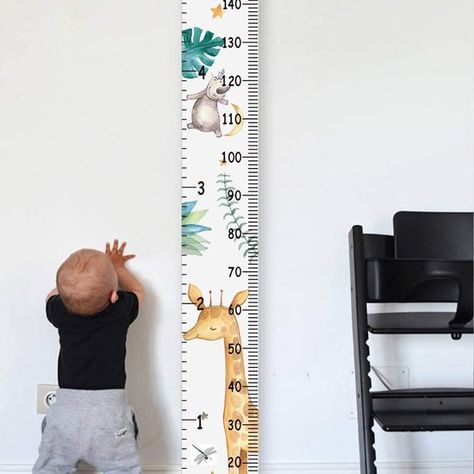 Growth Chart, Canvas Fabric, Globe, Nursery, Canvas, Wood, Animals, Fabric