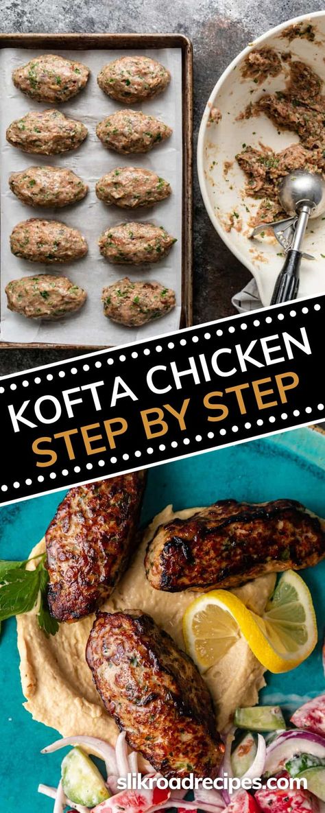 Kofta Chicken Step By Step Recipe. My Chicken Kofta recipe dresses up chicken with an array of herbs and spices for a bit of bite, a hint of spice, and a ton of flavor. These baharat spiced patties can be grilled, fried, and enjoyed in so many ways. Try them out today! Kofta Recipe Chicken, Turkey Kofta Recipe, Chicken Kofta Kebab, Chicken Kafta Recipe, Turkish Kofta Recipe, Chicken Kefta, Keftedes Recipe, Chicken Kafta, Chicken Koftas