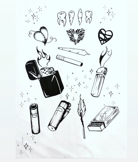 Ciggerate Tattoo, Tattoo Flash Sheet, Tattoo Outline, Mini Drawings, Flash Art, Design Reference, Flash Tattoo, Ink Art, Flash