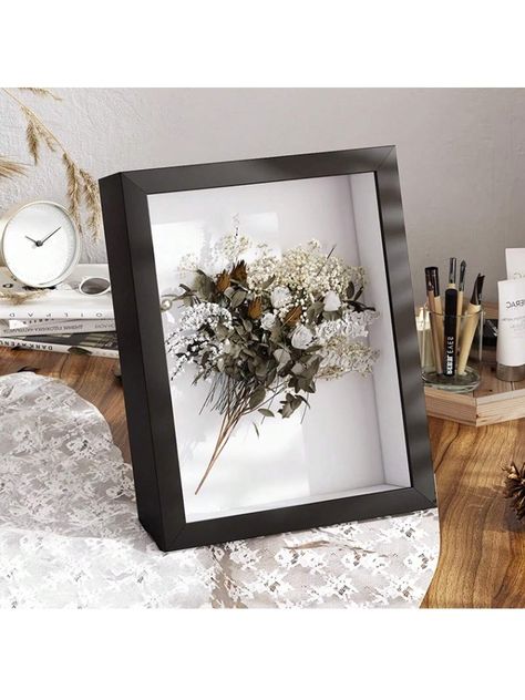 Hollow 5CM Black Shadow Box Frame With Glass Cover Made Of Density Board For Multi-Purpose Use, Can Be Hung Or Placed On Table. Suitable For Displaying Dry Flowers, Photos, Handicrafts, Gifts For Birthday, Wedding, Anniversary, Graduation Ceremony, And Festival. (Frame Inner Item And Accessories Are Not Included, Picture Is For Reference Only) Black    MDF     Home Decor, size features are:Bust: ,Length: ,Sleeve Length: Gifts For Birthday, Black Shadow, Graduation Ceremony, Shadow Boxes, How To Preserve Flowers, Display Boxes, Shadow Box Frames, Shadow Box, Wedding Anniversary