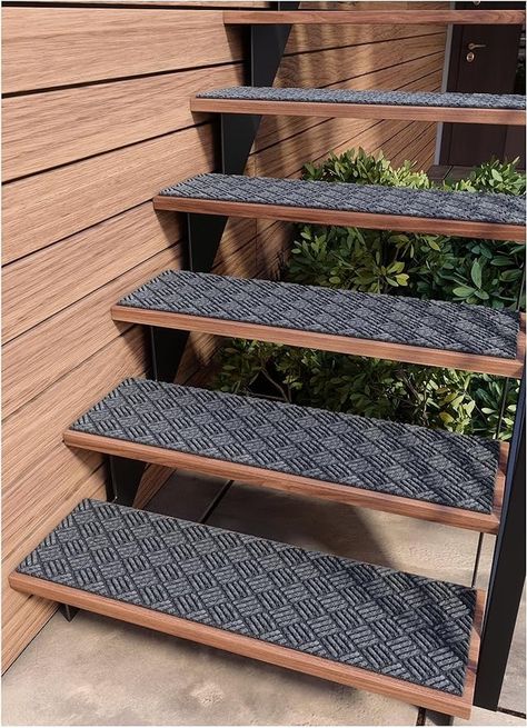 Amazon.com: FINEHOUS Outdoor Stair Treads Non-Slip 35”x10” (6-Pack) – Waterhog Carpet Treads with Rubber Backing Diamond : Tools & Home Improvement Door Stairs, Slippery Stairs, Concrete Marble, Carpet Treads, Stairs Renovation, Stairs Ideas, Carpet Stair Treads, Exterior Stairs, Stairs Design Modern