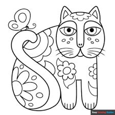 Laurel Burch Art, Laurel Burch Cats, Printable Coloring Sheets, Cat Coloring Page, Laurel Burch, Guided Drawing, Folk Art Painting, Seal Stamps, Cat Colors