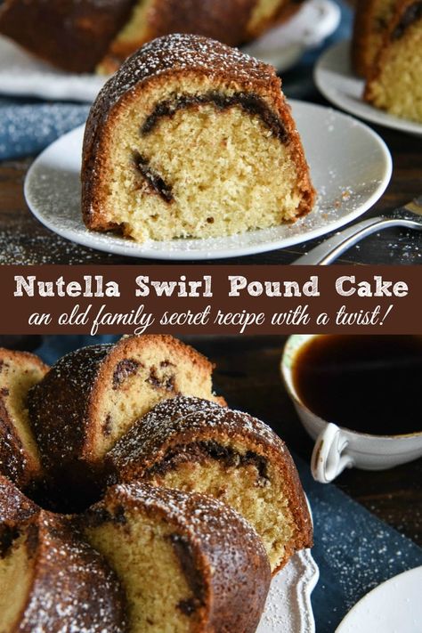 Nutella Pound Cake, Nutella Bundt Cake Recipes, Nutella Bundt Cake, Swirl Pound Cake, Nutella Snacks, Vanilla Pound Cake, Cake Magic, Nutella Recipes Easy, Mouthwatering Desserts