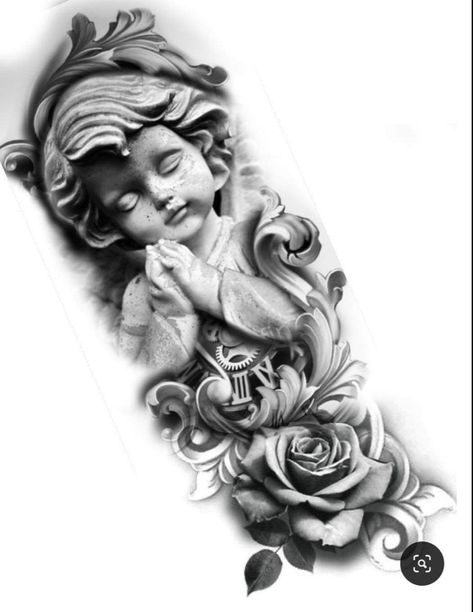 Angel Tattoo Sleeve Women, Angel Shoulder Tattoos For Women, Angel Arm Tattoo For Women, Angel Sleeve Tattoo Women, Angel Tattoo Ideas For Women, Angels Tattoo For Women, Arm With Tattoos, Angel Portrait Tattoo, Guardian Angel Tattoo For Women