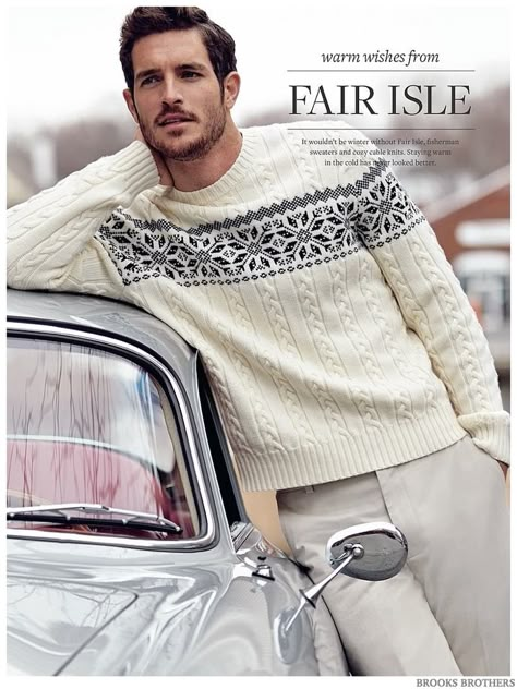 Brooks Brothers | Men's Fashion | Menswear | Fair Isle Sweater | Casual Outfit for Fall/Winter | Moda Masculina | Shop at designercolthingfans.com Justice Joslin, Knitting For Men, Canadian Football League, Canadian Football, Johnson City Tn, Spartanburg Sc, Johnson City, Brooks Brothers Men, Fisherman Sweater