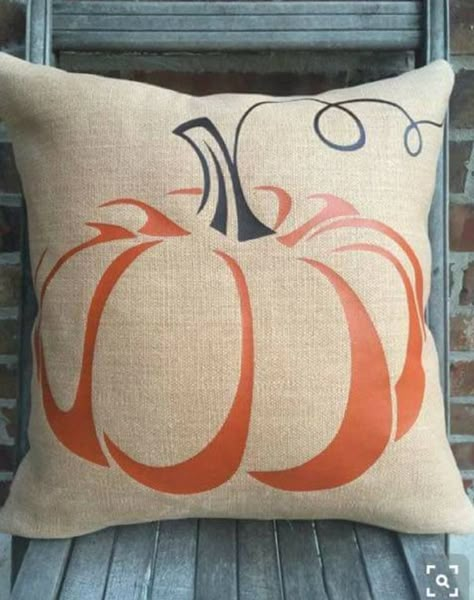 Pumpkin pillow Painted Pillows, Burlap Pumpkins, Pillow Slip Covers, Pumpkin Pillow, Purple Pillows, Handmade Pillowcases, Pumpkin Pillows, Fall Stuff, Pillow Ideas