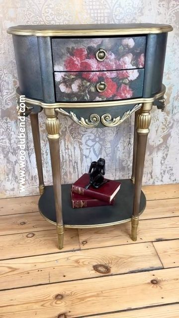 Decoupage Table, Basket Of Roses, Posh Chalk, Revamp Furniture, Refinishing Furniture Diy, Whimsical Furniture, Diy Furniture Decor, Hall Stand, Furniture Painting Techniques