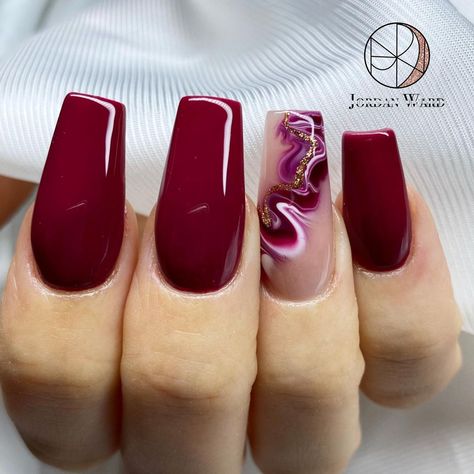 Burgundy Marble Nails, Marble Nail Designs, Elegant Nail Art, October Nails, Nails Today, Burgundy Nails, Purple Marble, Marble Art, Marble Nails