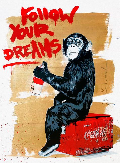 Mr. Brainwash Follow Your Dreams Canvas Print - Etsy | Pop art canvas, Hang canvas art, Banksy monkey Banksy Posters, Banksy Monkey, Jigsaw Puzzles Art, Mr Brainwash, Street Art Banksy, Banksy Graffiti, Monkey Art, Pop Art Canvas, A Monkey