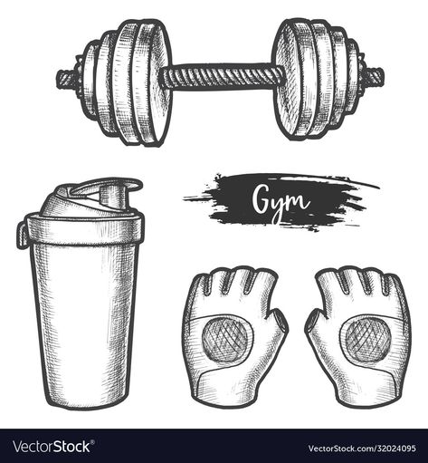 Gym Sketch Art, Gym Equipment Drawing, Dumbbell Drawing, Gym Drawing Art, Barbell Illustration, Gym Sketch, Gym Drawing, Exercise Drawing, Weight Drawing