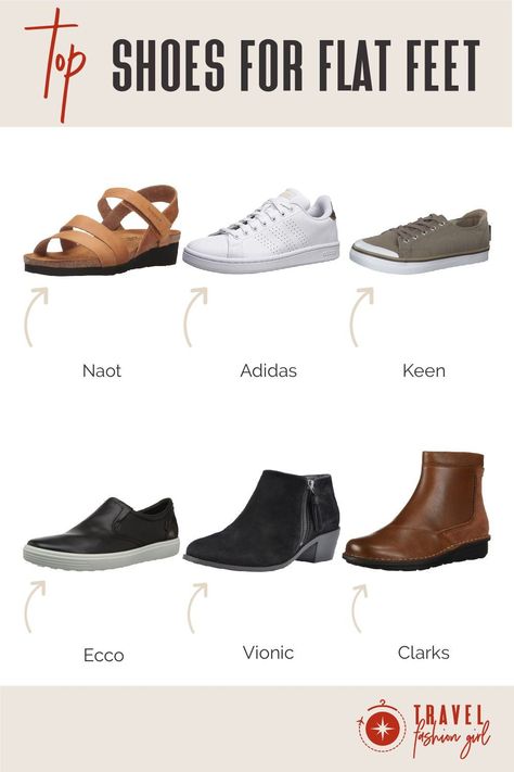 We’re stoked to share this ultimate guide to choosing the best shoe for flat feet including boots, sneakers, sandals, and much more! Click through to check them out! #TravelFashionGirl #TravelFashion #TravelShoes #comfortableshoes #cuteshoes #walkingshoes Flat Feet Shoes Women, Shoes For Flat Feet Arches, Non-slip Flat Walking Shoes For Summer, Classic Low-top Walking Shoes With Arch Support, Lightweight Low-top Walking Shoes With Arch Support, Shoes For Flat Feet Women, Flat T-strap Sandals With Cushioned Footbed For Vacation, Beach Footbed Sandals With Arch Support And T-strap, Shoes For Flat Feet