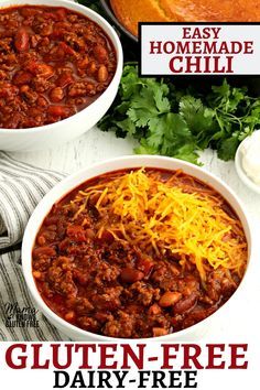 Gluten Free Vegan Chili, Best Gluten Free Chili Recipe, Gluten Dairy Free Chili, Gluten Free Recipes Simple, Gluten Free Chilli Recipe Crock Pot, Dairy Free Gluten Free Chili, Dairy Free Dinner With Ground Beef, Dairy Free Chili Recipe, Gluten Free Dairy Free Beef Recipes