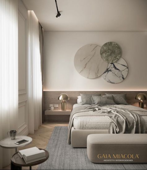 Modern Bedhead Design, Hotel Interior Bedroom, Gaia Miacola, Unique Bedroom Design, Modern Apartment Design, Luxe Bedroom, Modern Luxury Bedroom, Hotel Room Design, Bedroom Decor Design