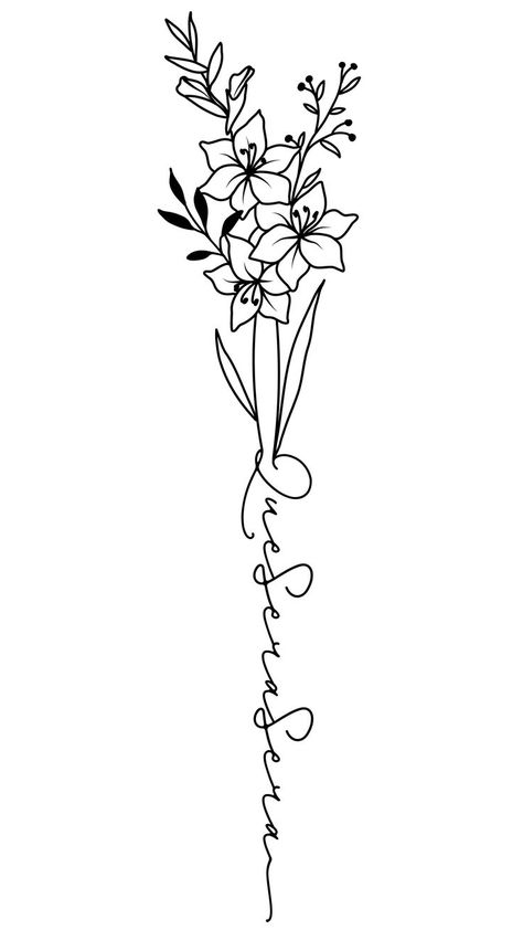 Que Sera Sera Tattoo With Flower, Que Sera Sera Tattoo Ideas, Perfectly Imperfect Tattoo With Flowers, Sera Sera Tattoo, Que Sera Sera Tattoo, Tattoos On Ribs, Flower Gladiolus, Tattoo Script Fonts, Song Tattoos