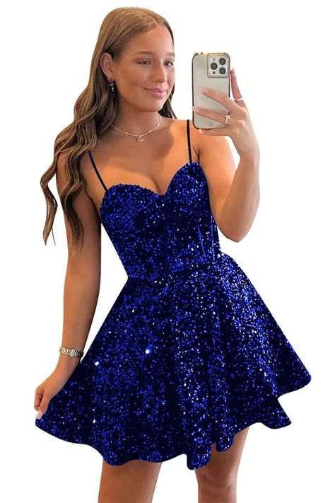 Royal Blue Homecoming Dresses, Glitter Homecoming Dress, Mitzvah Dresses, Homecoming Dresses For Teens, Cute Formal Dresses, Homecoming Dress Short, Sequin Homecoming Dress, Sparkly Prom Dresses, Cute Homecoming Dresses