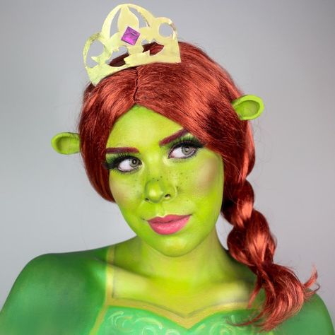 Ogre Fiona Makeup, Princess Fiona Makeup, Fiona Makeup, Shrek Makeup, Makeup Karakter, Princess Fiona, Creepy Halloween Makeup, Halloween Costumes Makeup, 31 Days Of Halloween