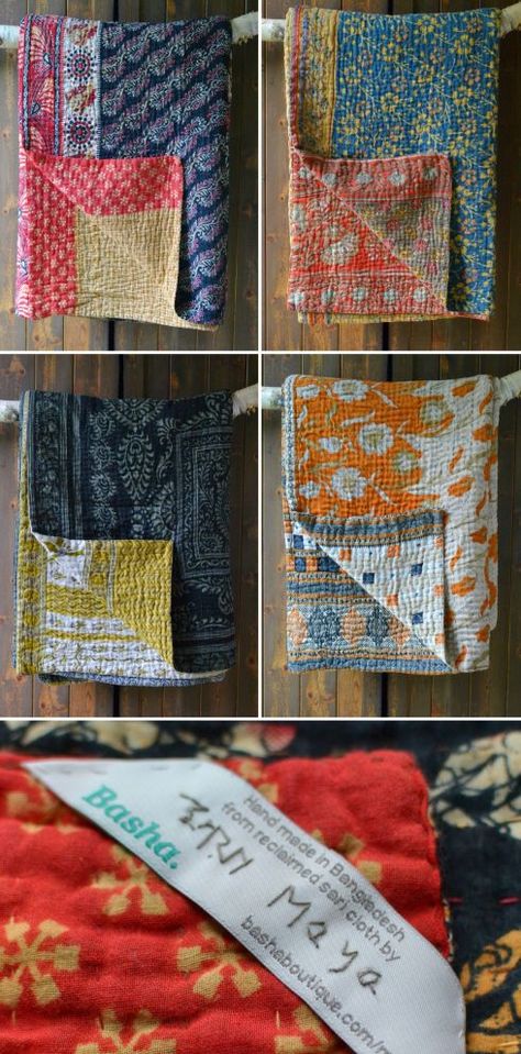 Blankets Uk, Kantha Embroidery, Kantha Quilts, Kantha Blankets, Kantha Bedspreads, Kantha Stitch, Vintage Saris, Running Stitch, Kantha Quilt