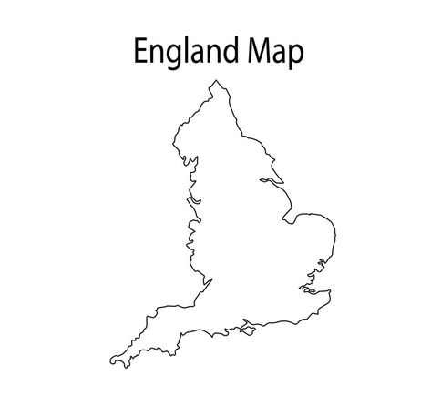 England Map, Map Outline, Tattoo Outline, Vector Art, White Background, Vector Free, Vector Illustration, England, For Free