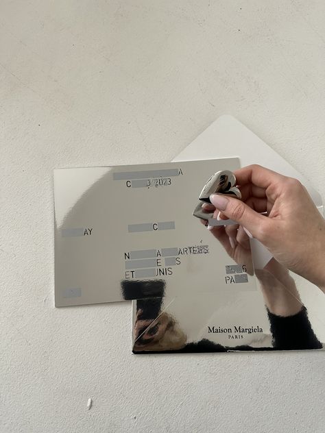 Trading Card Aesthetic, Qr Menu Design, Margiela Invitation, Id Card Aesthetic, Brand Invitation, Fashion Event Invitation, Margiela Archive, Fashion Invitation, Silver Card