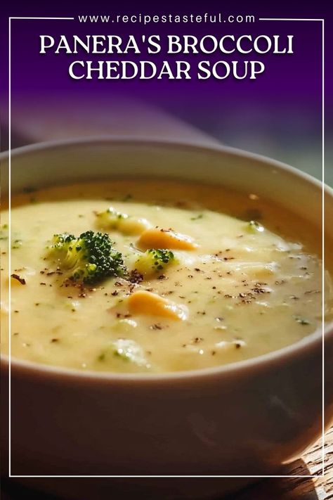 A creamy and comforting soup packed with fresh broccoli and carrots, inspired by the beloved recipe from Panera Bread. Perfect for chilly days or as a delightful meal any time of the year. Panera Broccoli And Cheese Soup, Panera Bread Broccoli Cheese Soup, Panera Bread Broccoli Cheddar Soup, Copycat Panera Broccoli Cheddar Soup, Broccoli And Carrots, Broccoli Cheddar Soup Recipe, Bread Soup, Soups Stews Chilis, Broccoli Soup Recipes