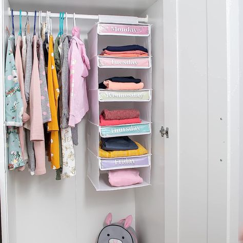 5-Shelf Weekly Clothes Organizer for Kids (33”) Weekday Clothes Organizer for Kids I School Clothes Organizer I Day of the Week Clothes Organizer for Kids I Monday through Friday Clothes Organizer Weekly Clothes Organizer, School Clothes Organization, Back To School Organization, Baby Clothes Organization, Weekly Organization, Closet Shelf Organization, Clothes Closet Organization, Clothes Organizer, Hanging Closet Organizer