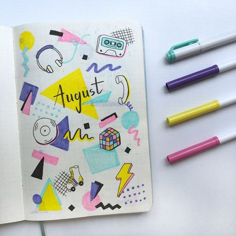 Bullet Journal Essentials, Bullet Journal Monthly Cover, Journal Monthly Cover, Monthly Cover Page, August Bullet Journal, Bullet Journal Titles, Cover Page Ideas, Bullet Journal Monthly, Bullet Journal Cover Page