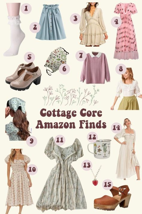 We’re in love with the light, airy, and vintage feel of the cottagecore aesthetic. Luckily, you can try out cottage core fashion on a budget. Find 15 adorable cottagecore amazon finds including dresses, skirts, shirts & tops, pink, & lace, as well as inspiration for our favorite vintage finds to put together the cutest cottagecore outfits. #cottagecore #fashion #amazonfashion #amazonfashionfinds #cottagecoreaesthetic #aesthetic Cute Cottage Core Outfits, Summer Cottagecore Outfits, Cottagecore Outfits Aesthetic, Vintage Cottagecore Outfits, Cottage Core Outfit Ideas, Cottagecore Summer Outfits, Cottage Core Aesthetic Outfit, Cottagecore Aesthetic Outfits, Cottagecore Outfit Ideas