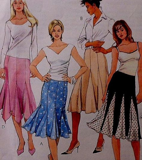 Gored Skirt Sewing Pattern Gored Skirt Pattern, Pola Rok, Godet Skirt, Skirt Inspiration, Skirt Sewing Pattern, Gored Skirt, Skirt Sewing, Trumpet Skirt, Skirt Patterns Sewing